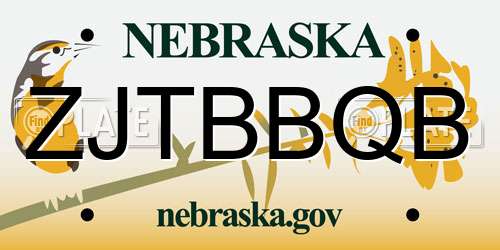 ZJTBBQB Nebraska License Plate