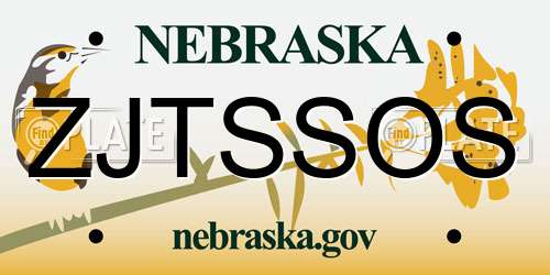 ZJTSSOS Nebraska License Plate