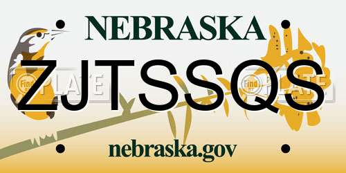 ZJTSSQS Nebraska License Plate