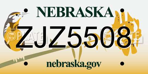 ZJZ5508 Nebraska License Plate