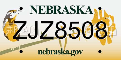 ZJZ8508 Nebraska License Plate