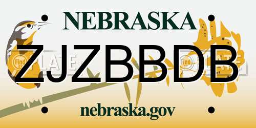 ZJZBBDB Nebraska License Plate