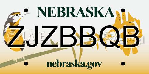 ZJZBBQB Nebraska License Plate