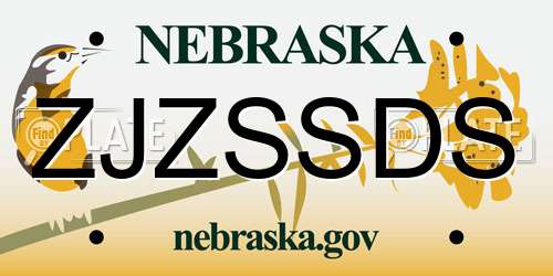 ZJZSSDS Nebraska License Plate