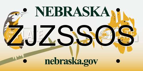 ZJZSSOS Nebraska License Plate