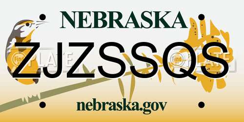 ZJZSSQS Nebraska License Plate