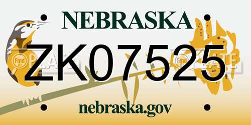 ZK07525 Nebraska License Plate