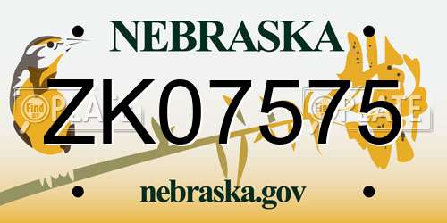 ZK07575 Nebraska License Plate