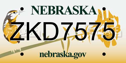 ZKD7575 Nebraska License Plate