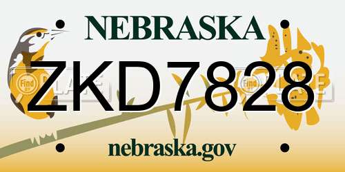 ZKD7828 Nebraska License Plate