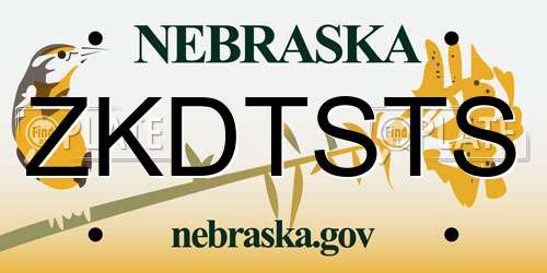 ZKDTSTS Nebraska License Plate