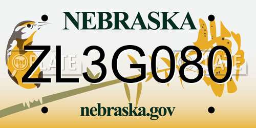 ZL3G080 Nebraska License Plate
