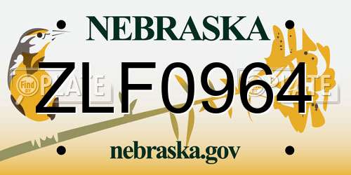 ZLF0964 Nebraska License Plate