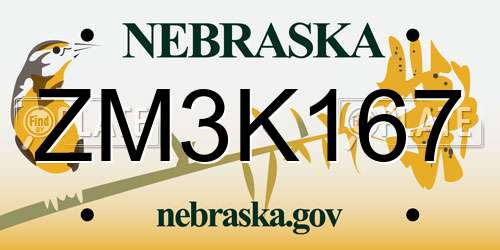 ZM3K167 Nebraska License Plate