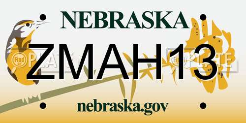 ZMAH13 Nebraska License Plate