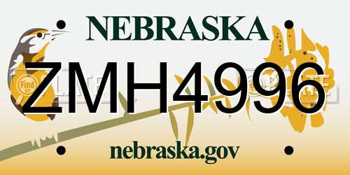 ZMH4996 Nebraska License Plate