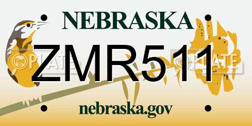 ZMR511 Nebraska License Plate