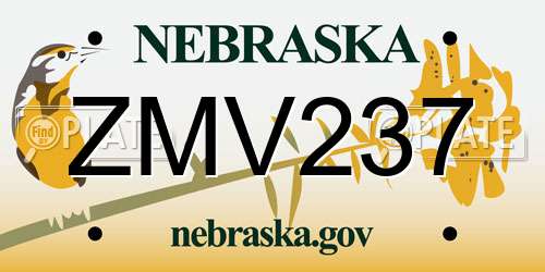 ZMV237 Nebraska License Plate