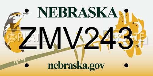ZMV243 Nebraska License Plate