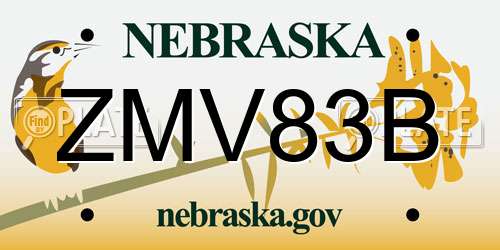 ZMV83B Nebraska License Plate