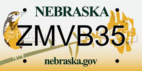 ZMVB35 Nebraska License Plate