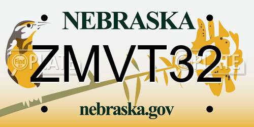 ZMVT32 Nebraska License Plate