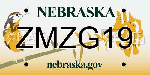 ZMZG19 Nebraska License Plate