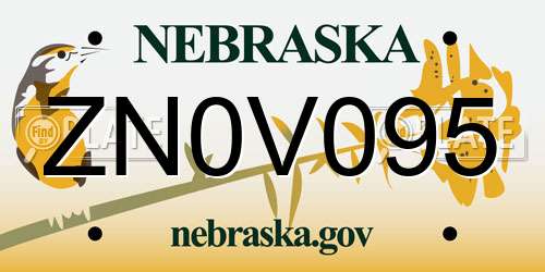ZN0V095 Nebraska License Plate