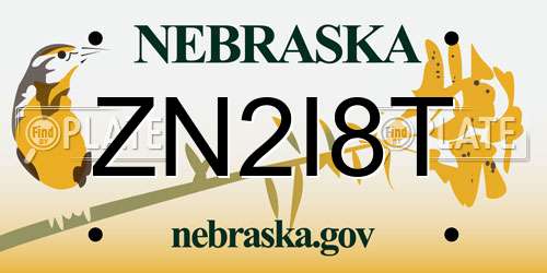 ZN2I8T Nebraska License Plate