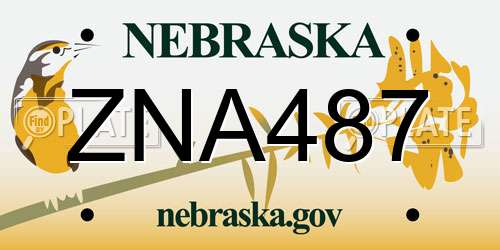 ZNA487 Nebraska License Plate