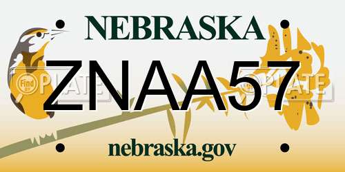 ZNAA57 Nebraska License Plate