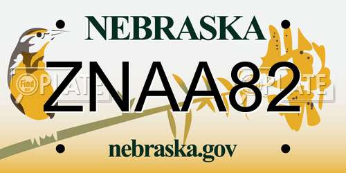 ZNAA82 Nebraska License Plate