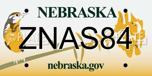 ZNAS84 Nebraska License Plate