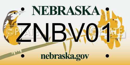 ZNBV01 Nebraska License Plate