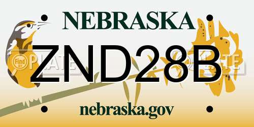 ZND28B Nebraska License Plate