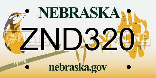 ZND320 Nebraska License Plate