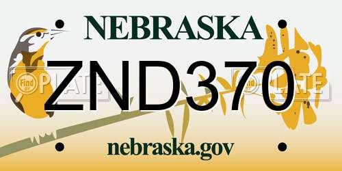 ZND370 Nebraska License Plate