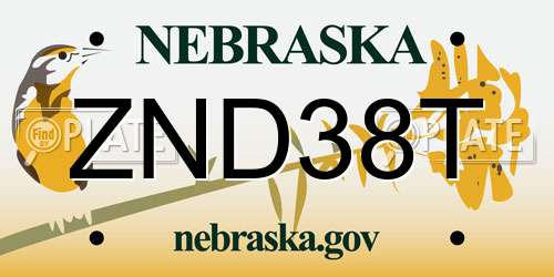 ZND38T Nebraska License Plate