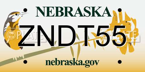 ZNDT55 Nebraska License Plate
