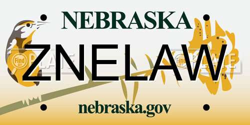 ZNELAW Nebraska License Plate