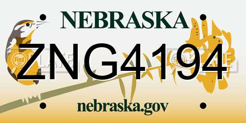 ZNG4194 Nebraska License Plate