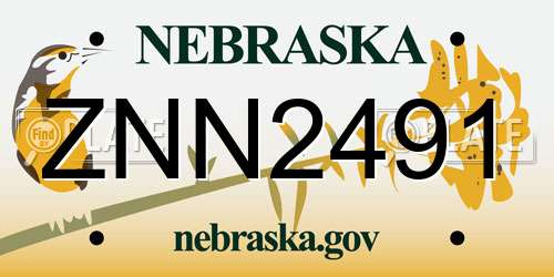 ZNN2491 Nebraska License Plate