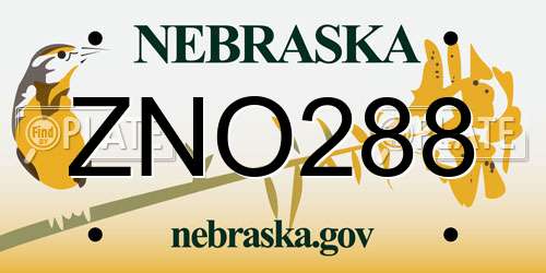 ZNO288 Nebraska License Plate