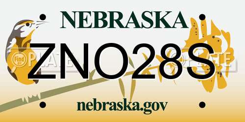 ZNO28S Nebraska License Plate