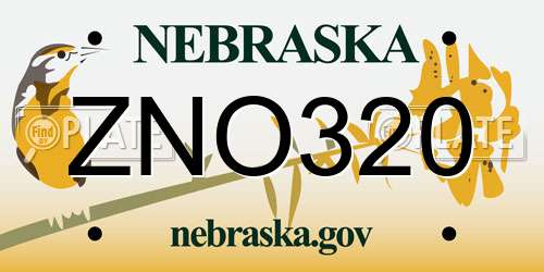 ZNO320 Nebraska License Plate