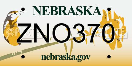 ZNO370 Nebraska License Plate