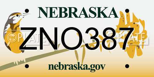 ZNO387 Nebraska License Plate