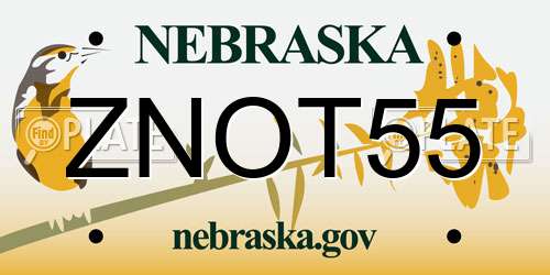 ZNOT55 Nebraska License Plate