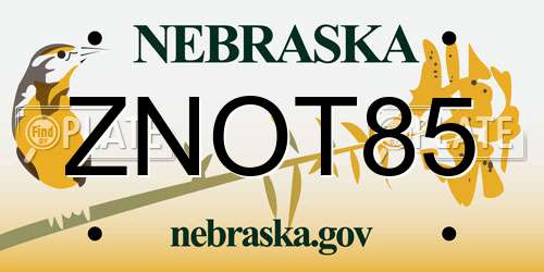 ZNOT85 Nebraska License Plate