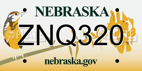 ZNQ320 Nebraska License Plate